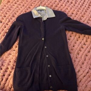 Women's Vintage Vince Eggplant  Cardigan Sweater with Collar